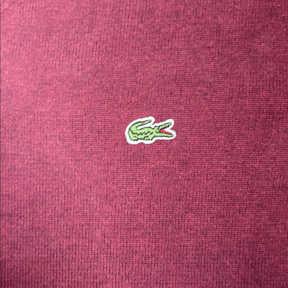 Lacoste Men's Burgundy V-Neck Sweater - Picture 4 of 5